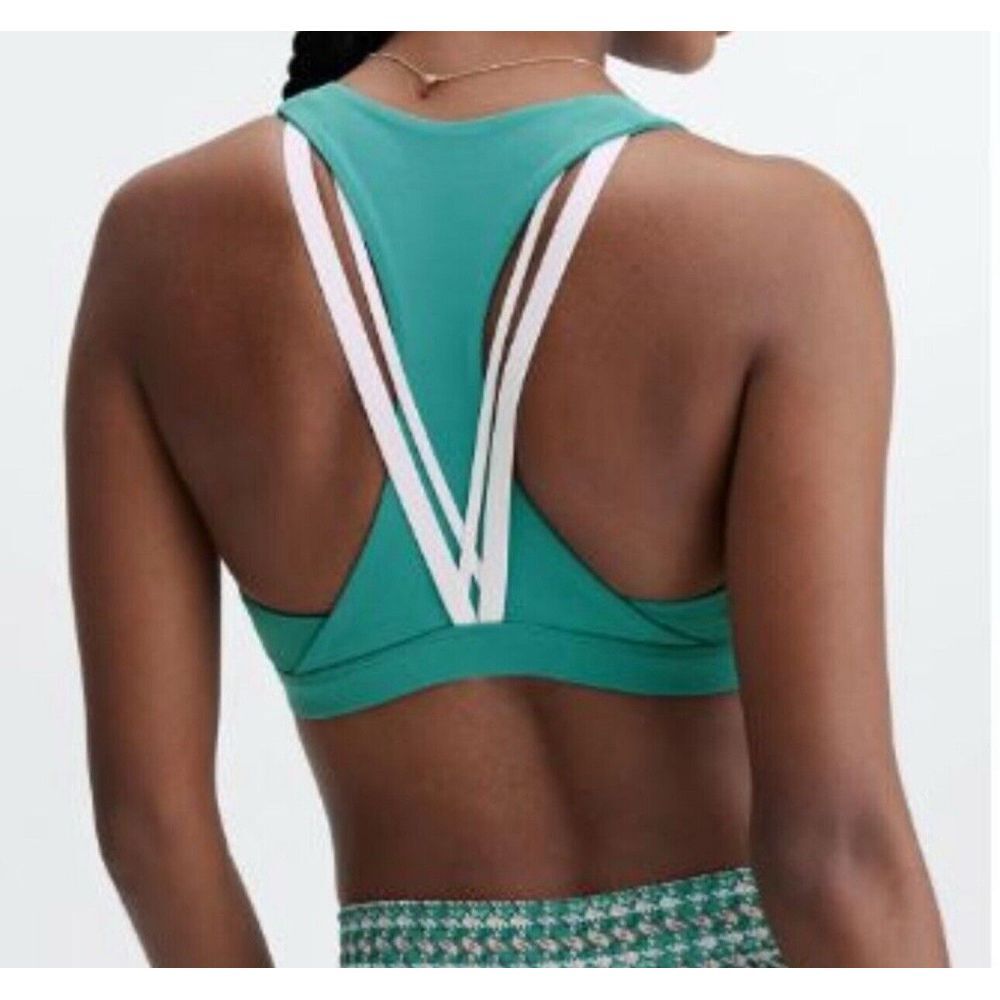 Fabletics Kessler Boost Medium Impact Racerback Sports Bra Green Size XS Athleti